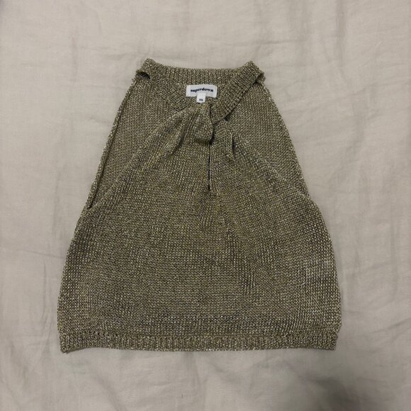 Superdown cross neck gold top - Picture 1 of 4
